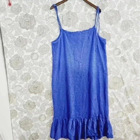 Eloquii Midi Tank Dress Ruched Tied Shoulder 26/28 Unlined - Picture 2 of 8